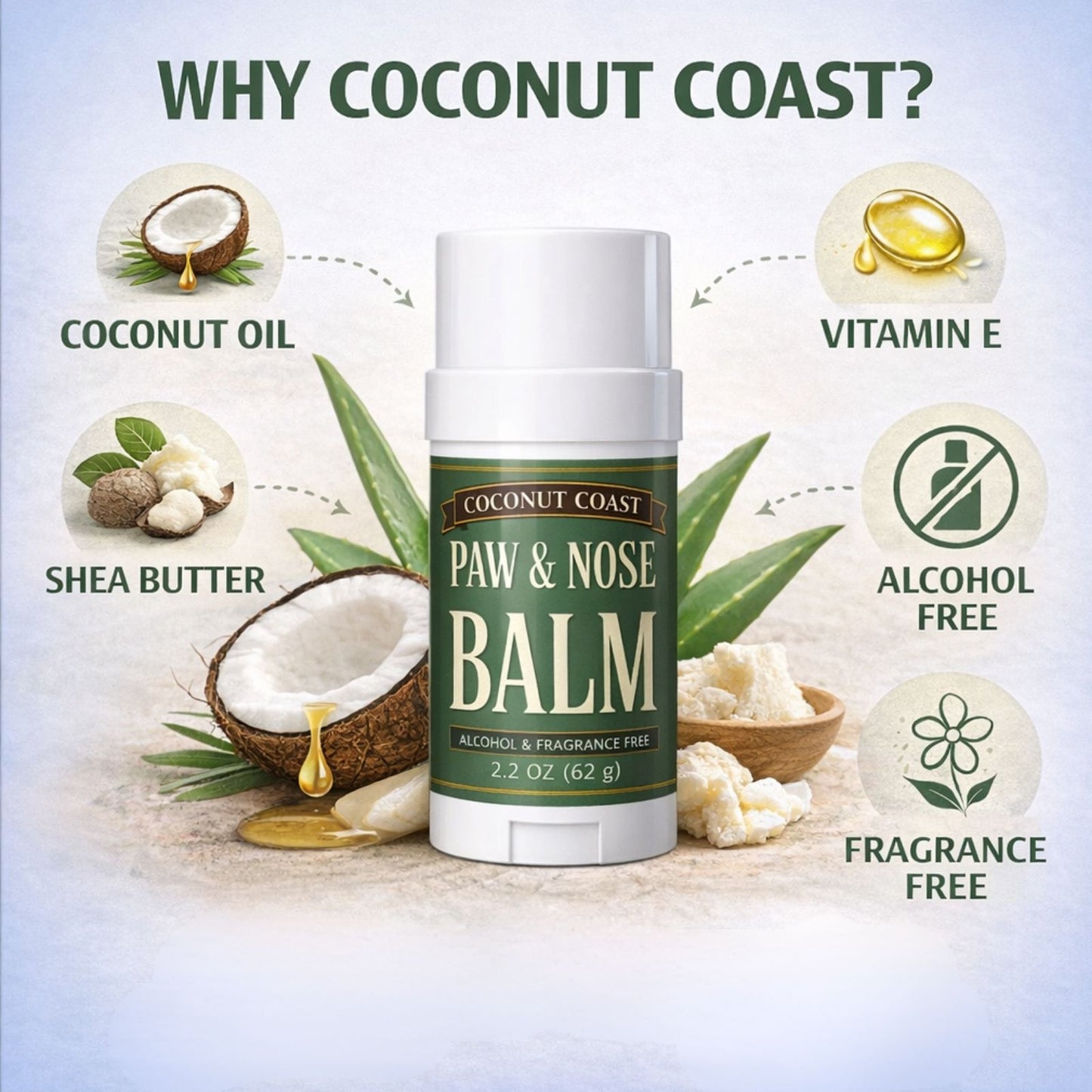 Coconut Coast Paw & Nose Balm Stick (2.2 oz)