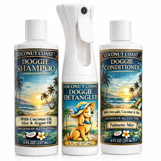 Coconut Coast Dog Shampoo, Conditioner & Detangler Set (Palmetto Mist)