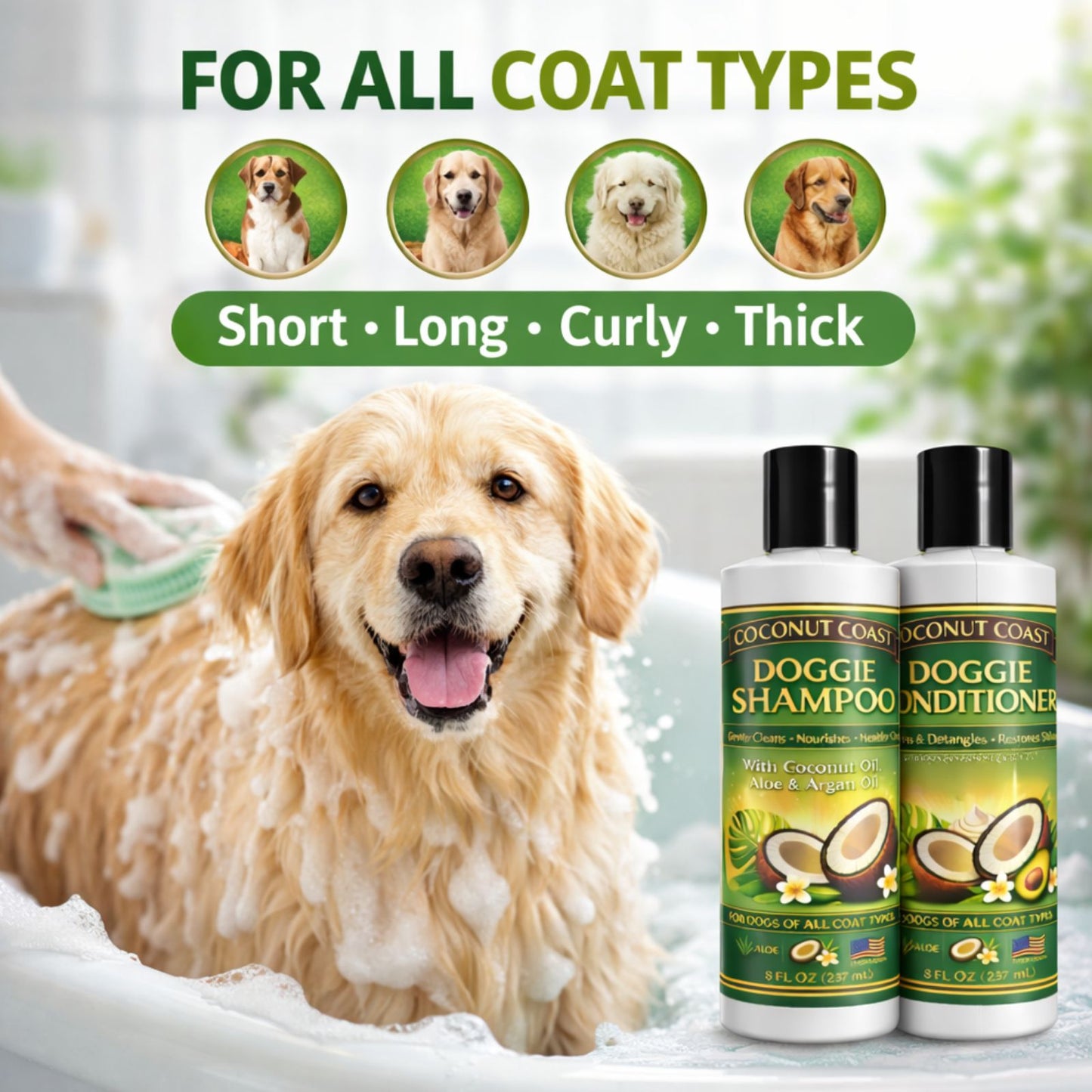 Coconut Coast Dog Shampoo & Conditioner Set  Soft. Clean. Tangle-Free Coats—Naturally.