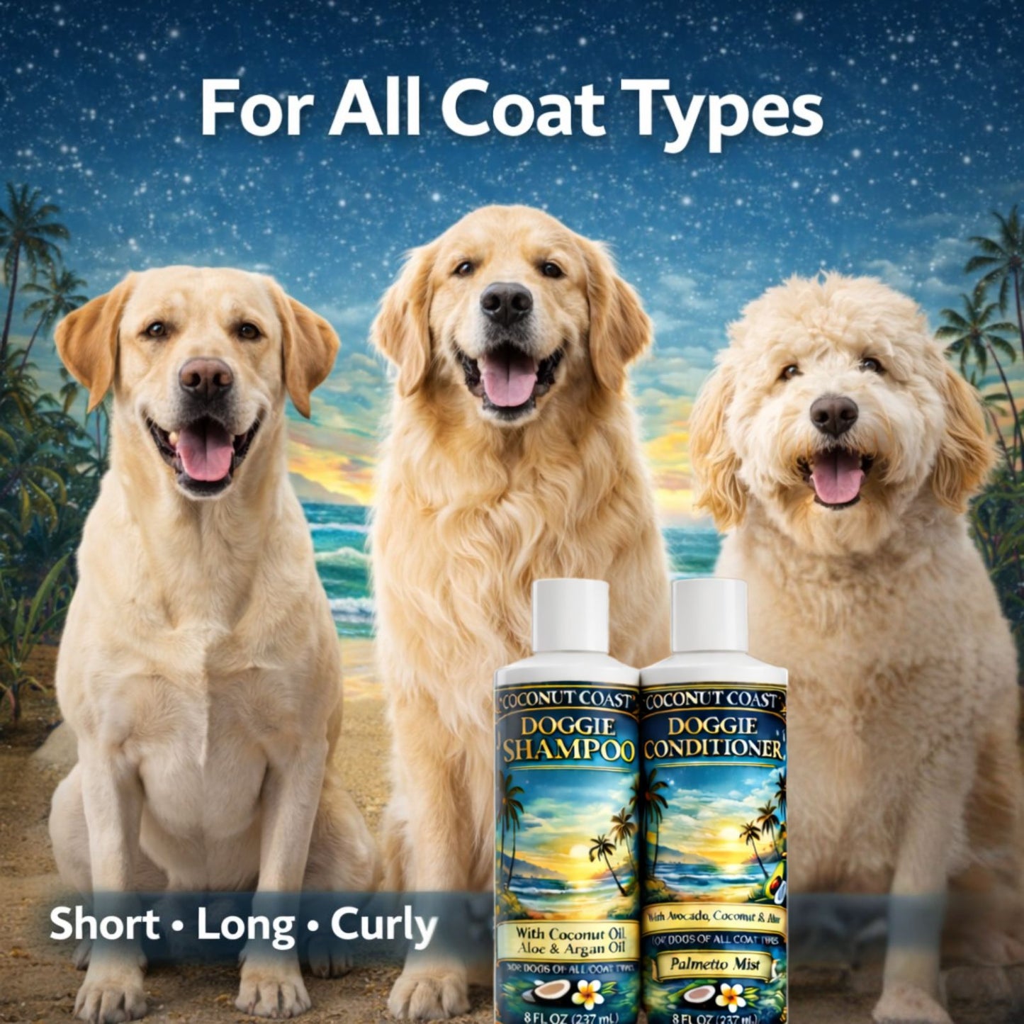 Coconut Coast Dog Shampoo & Conditioner – Palmetto Mist  Soft, Smooth Coats with a Fresh Coastal Finish