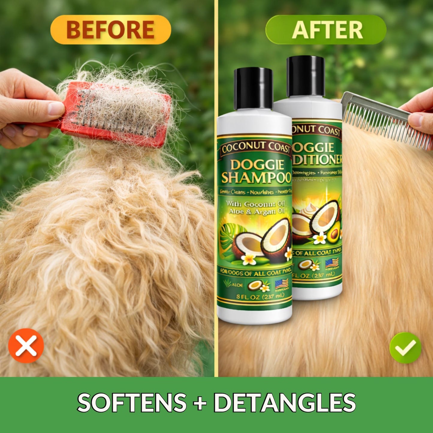 Coconut Coast Dog Shampoo & Conditioner Set  Soft. Clean. Tangle-Free Coats—Naturally.