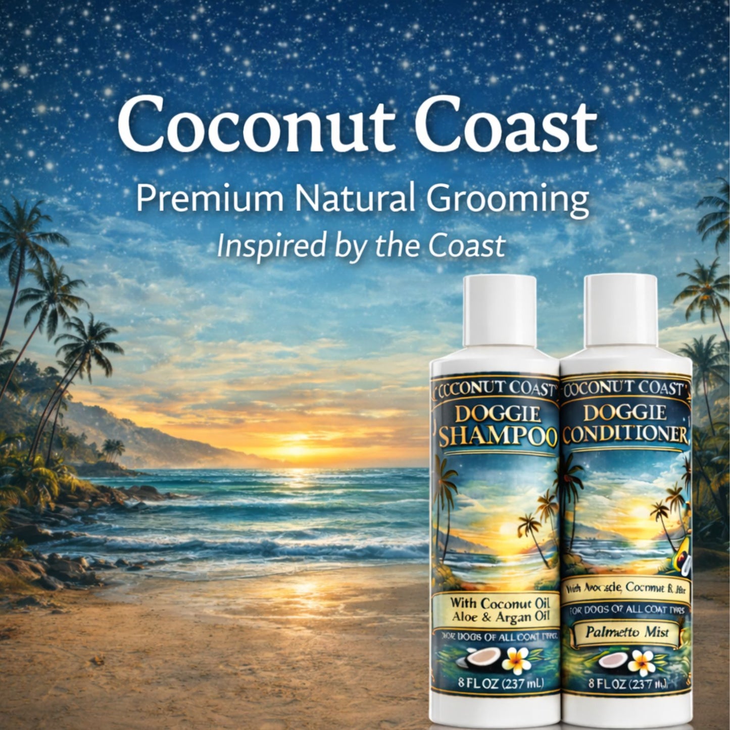 Coconut Coast Dog Shampoo & Conditioner – Palmetto Mist  Soft, Smooth Coats with a Fresh Coastal Finish