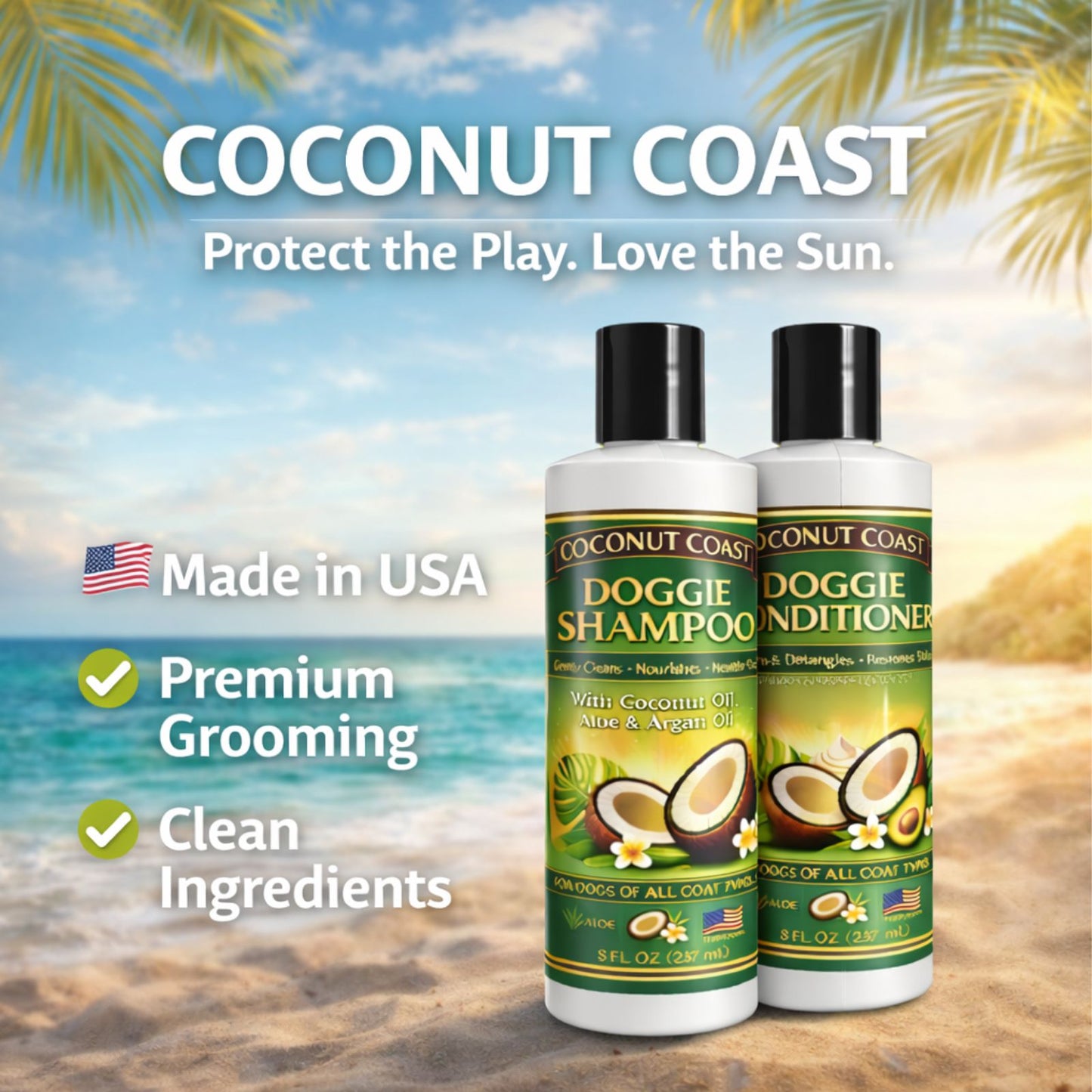 Coconut Coast Dog Shampoo & Conditioner Set  Soft. Clean. Tangle-Free Coats—Naturally.