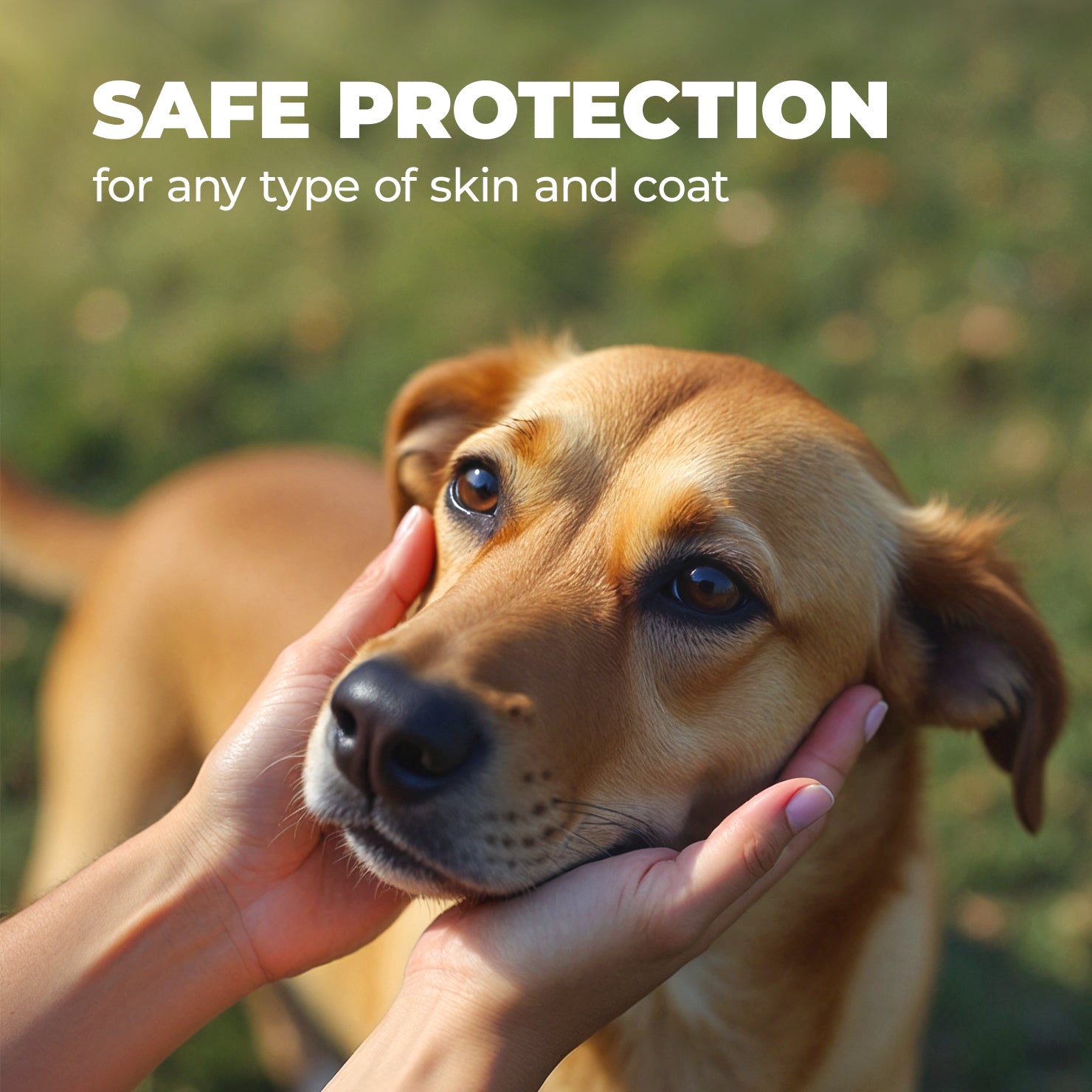 Close-up of a dog being cared for, illustrating safe mineral sun protection for any skin and coat with Coconut Coast sunscreen.