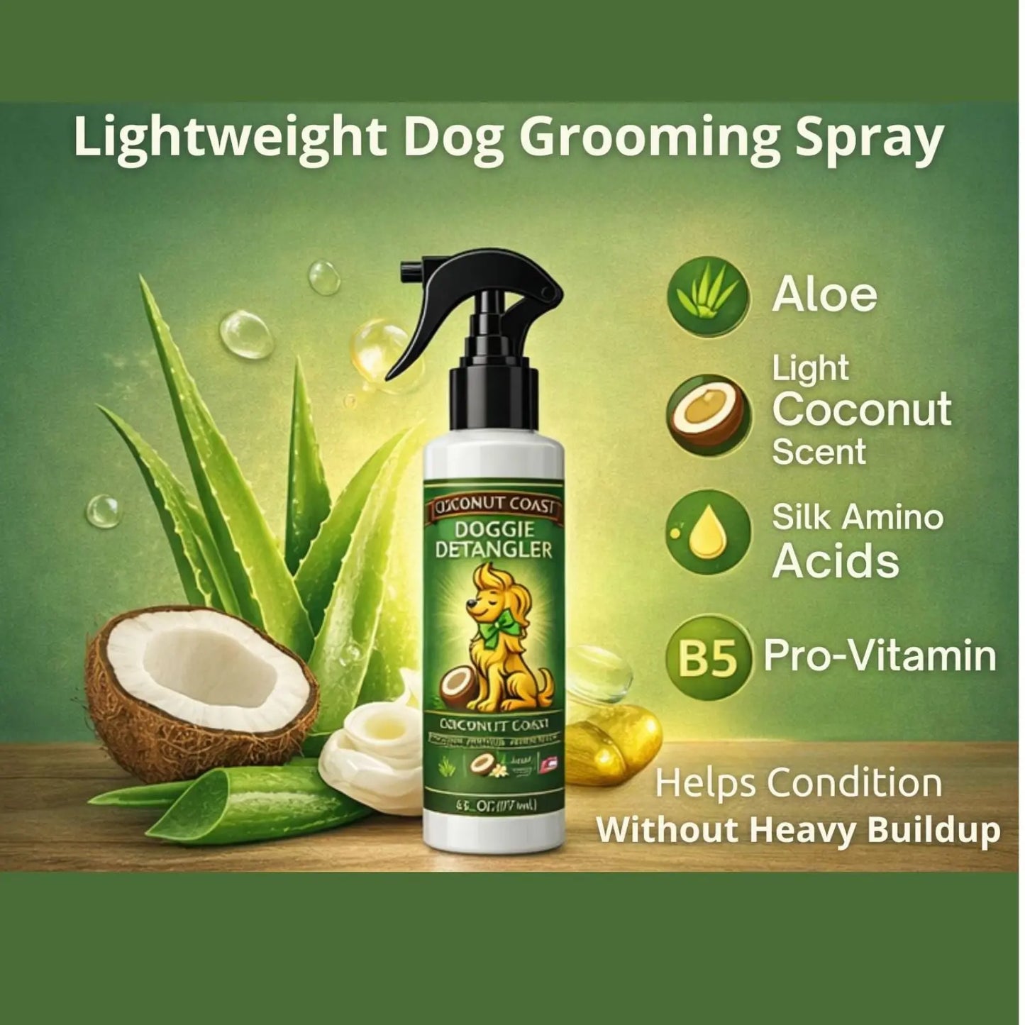 Dog detangler spray benefits de matting smoothing conditioning lightweight formula