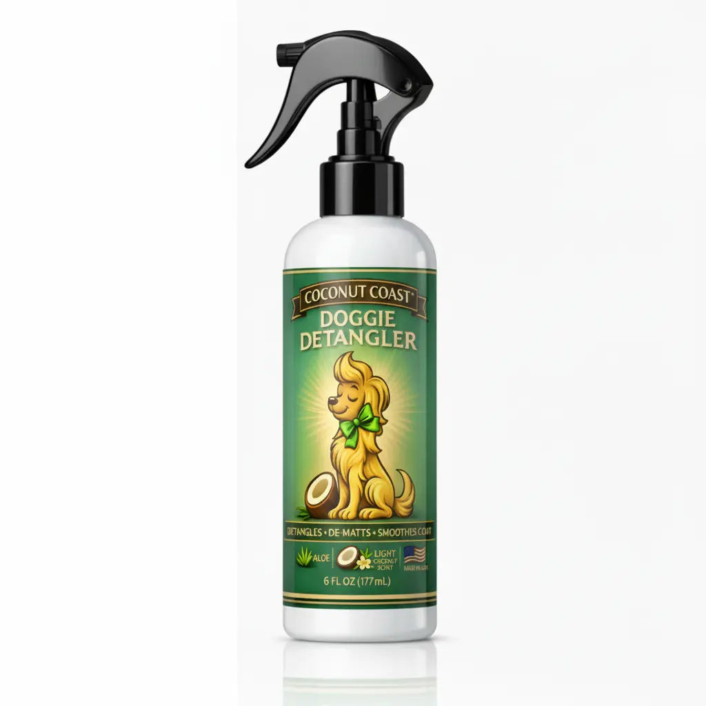 Coconut Coast doggie detangler spray for dogs de matting and smoothing coat