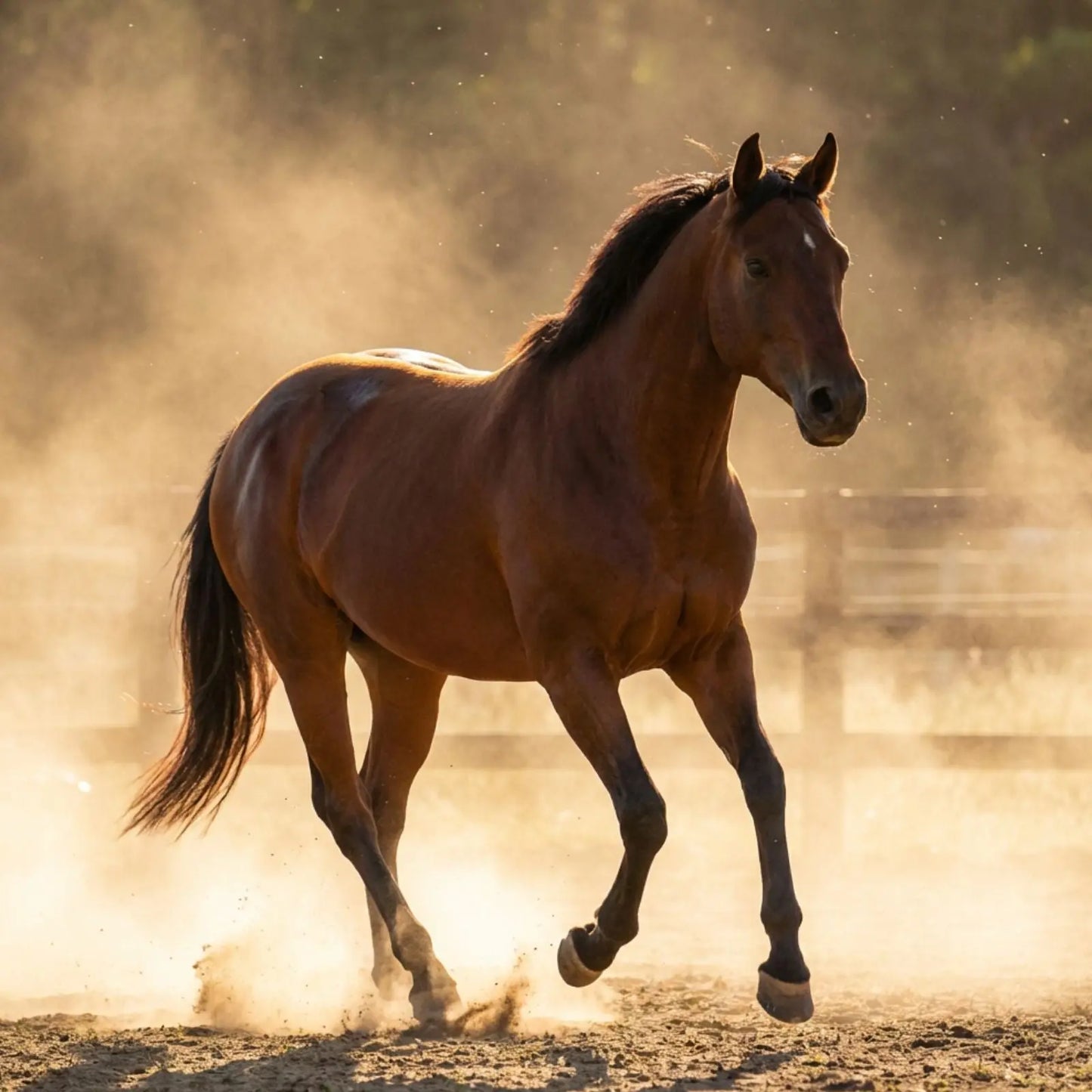 Horse outdoors with coat protected using grooming spray for daily care
